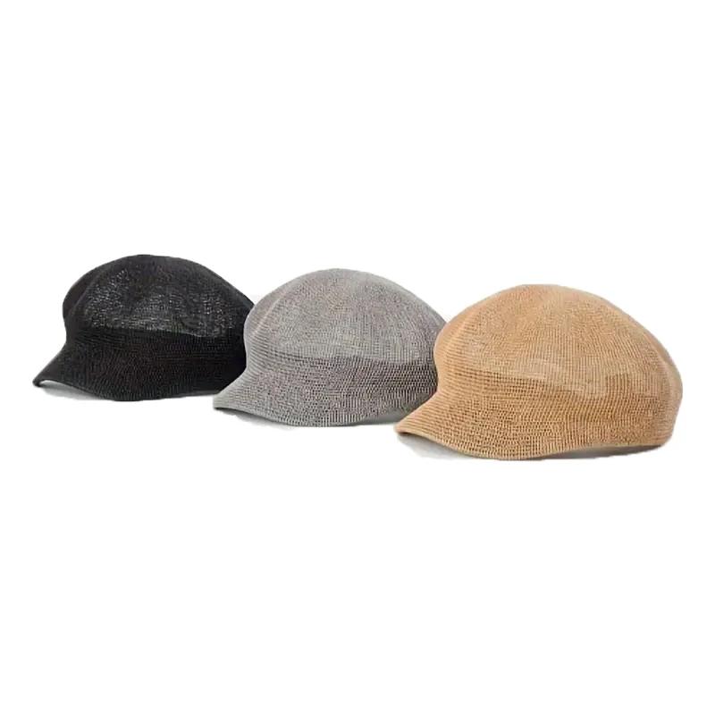 Summer Women's Octagonal Paper-Straw Hat Thin Breathable Painter Cap Beach Duckbill Sunshade 6 Colors Factory Wholesale