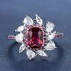 Silver New Colorful Square Zircon Ring Female Fashion Full Diamond Water Drop Zircon Ring Party Birthday Gift