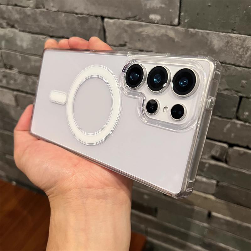 For Magsafe Magnetic Clear Case For Samsung S25 Edge S24 S23 S22 S21 S20 Plus S25 FE A16 A26 A36 A56 PC Hard Phone Cover Fundas