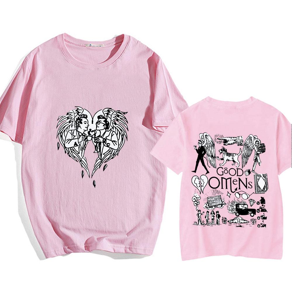 TV Play Good Omens T Shirt Short Sleeve Retro High Quality Tee-shirt Summer Gothic Fashion Tshirt Back Printing Harajuku Clothes