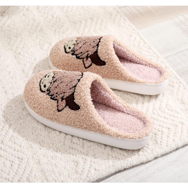 Christmas Hot Selling Animal Printed Cotton Slippers for Men and Women At Home, Winter Woolen Slippers