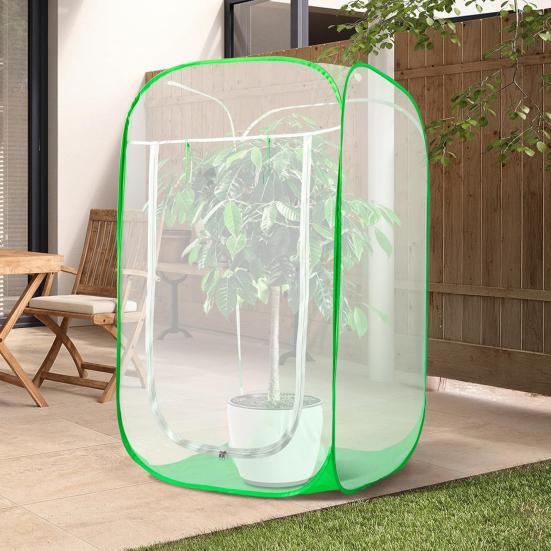 Pop-Up Plant Protection Cover Plants Freeze Protection Tent with Zipper Door Plant Protector Enclosure Frost Cover for Indoor Outdoor Plants Potted