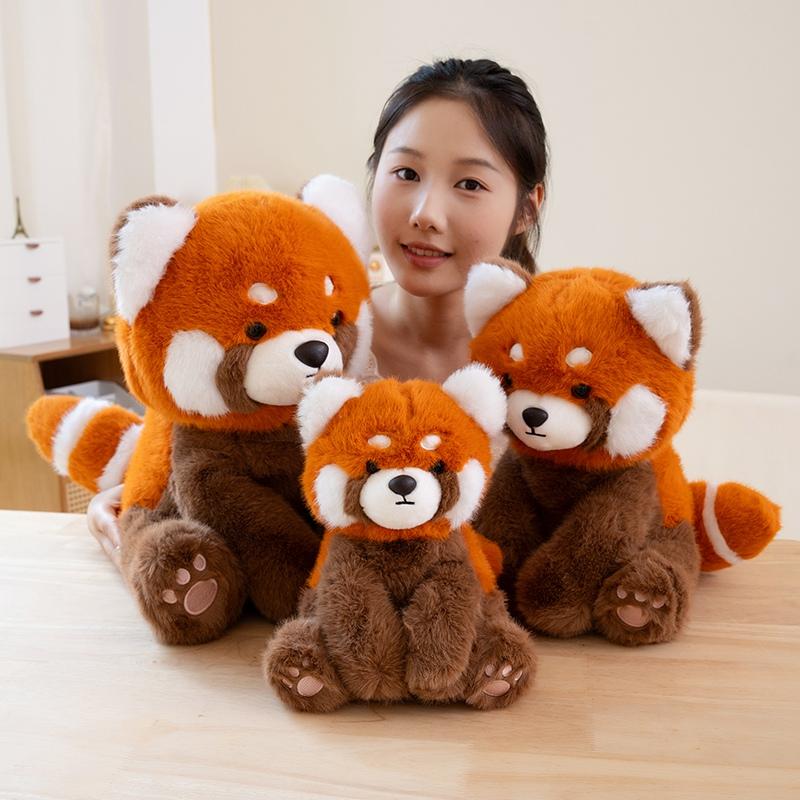 Simulation Stuffed Animal Prone Posture  Panda Raccoon Dolls Super Soft Toys Cartoon Baby Comfort Decor Christmas Birthday Gifts