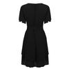 Women's Fashion Casual Color Short Sleeve V-Neck Loose Waist Ruffle Dress