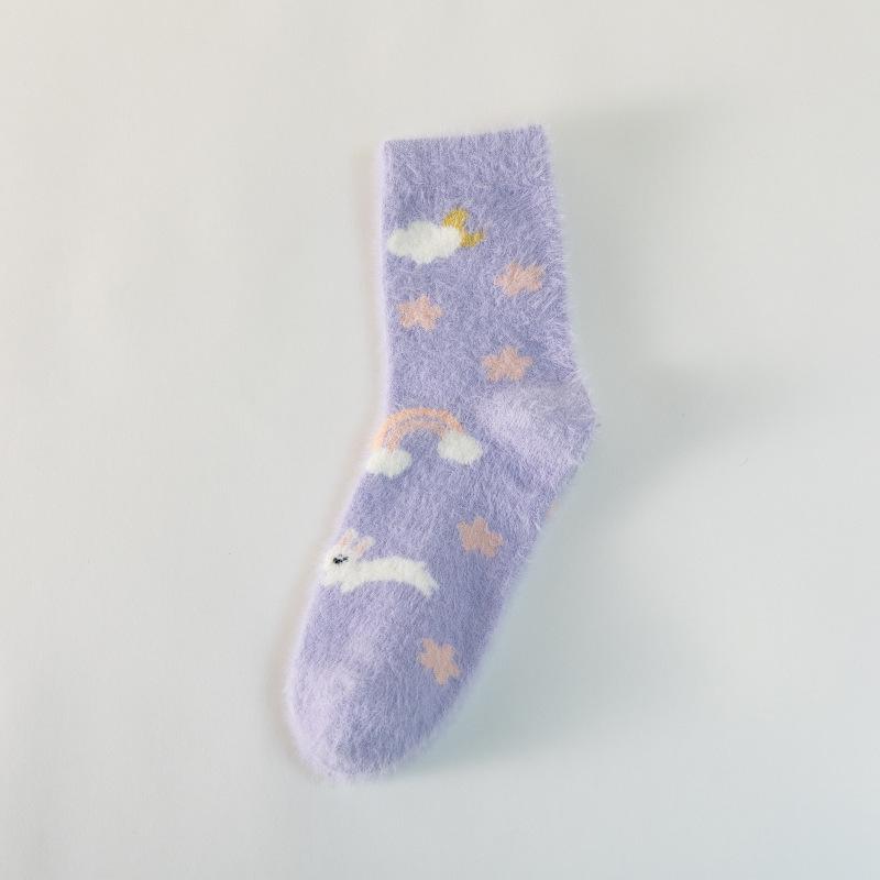 Autumn And Winter New Socks Women Thickened Warm Imitation Mink Velvet Sweet Fruit Ladies Home Floor Socks Sleep Socks