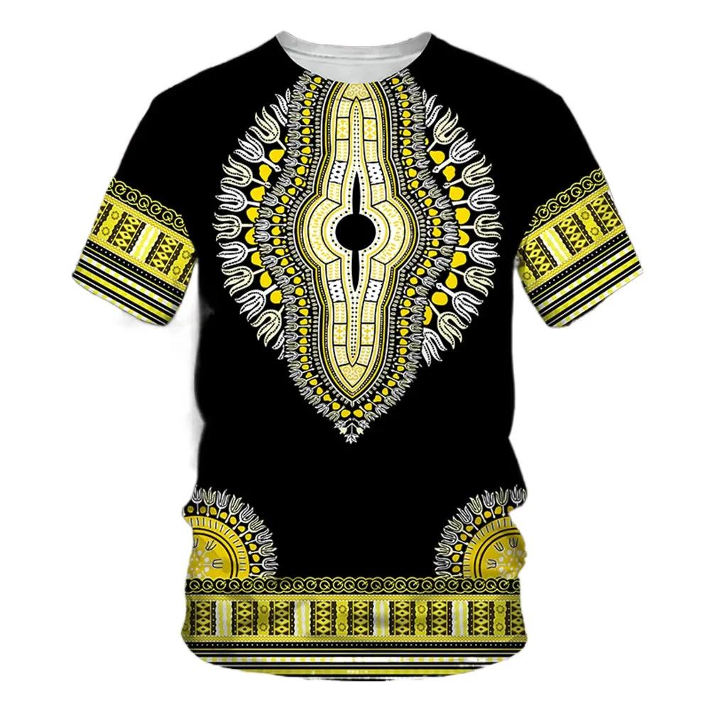 Sommer Afrikanische Dashiki T-Shirts Vintage 3D Druck Damen Herren Rundhals Kurzarm T-Shirt Tees Harajuku Y2K Top Unisex Kleidung