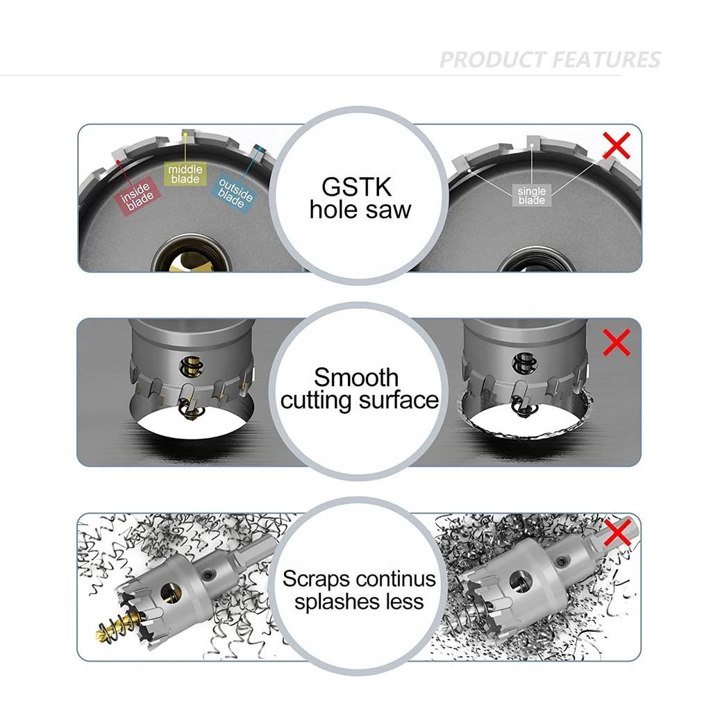 6PCS/10PCS Upgrade Heavy Duty Carbide TCT Carbide Hole Saw Kit Professional Hard Metal Hole Opener