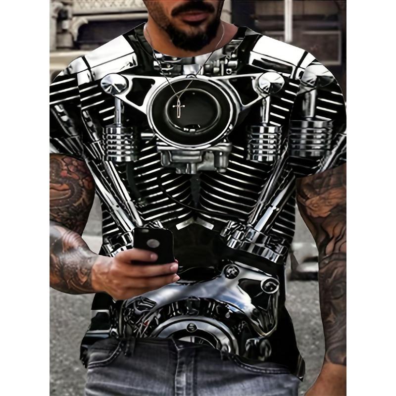 Men's New 3D T-shirt Crew Neck Short Sleeve Casual Top Breathable