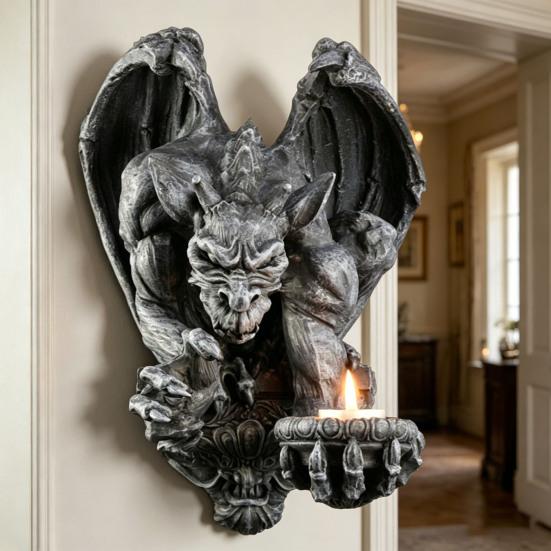 Geister Kerzenhalter Schmuck Wandmontage Gotisches Gargoyle Design Einfache Montage Kein Bohren Wandkerze