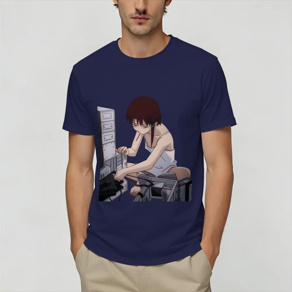Serial ExperiUnisexts Lain T Shirt Beach Pure Cotton TShirts For Unisex Hip Hop Casual Tee Shirt Short Sleeves Vintage Top Tees