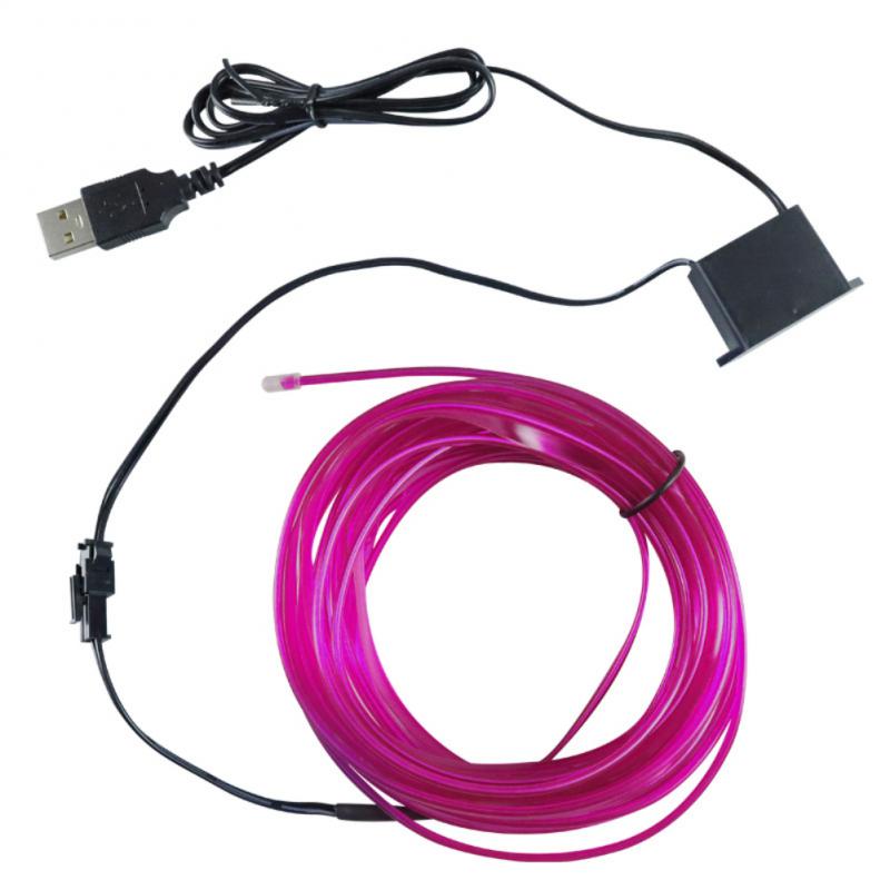 5M/3M/1M Car LED Atmosphere Light DIY Flexible Glow EL Wire Neon Cable Wire USB Lamp 2.3MM LED Strip Car Interior Lights