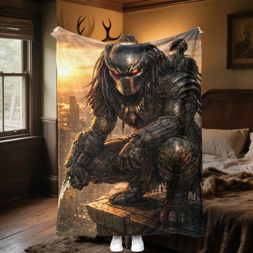 1PC Predator Alien Warrior Plush Blanket Soft Comfortable All Seasons Suitable Sofa Office Travel Home Gift Idea
