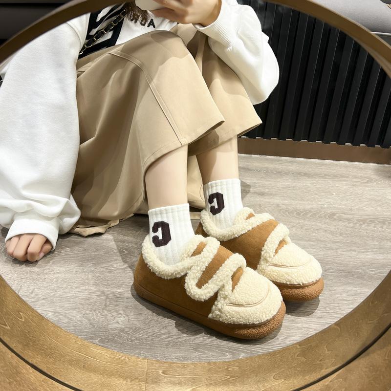 Fashion Plush Fur Slippers For Women Winter Outdoor Fluffy Warm Cotton Boots For Indoor Home Fuzzy Slides New Furry Cozy Shoes