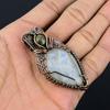 Moonstone & Labradorite 999 Copper Wire Wrapped Pendant, Handmade Gemstone Pendant, Gift For Mom Antique Jewelry