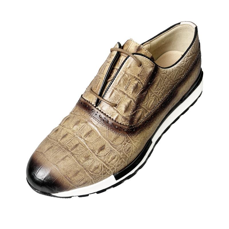 Fashion British StyleCrocodile Pattern Genuine Leather Men Oxford Shoes Autumn Lace Up Men Casual Shoes Outdoor Men Sneakers