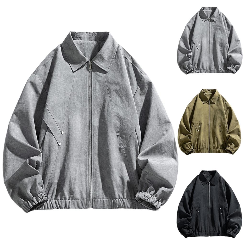 Men's Lapel Fashion Jacket Fashion Casual All-match Loose Solid Color Jacket