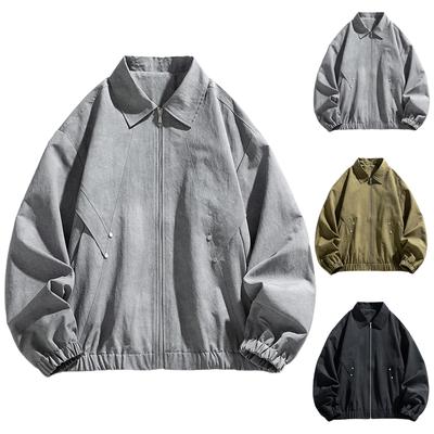 Men's Lapel Fashion Jacket Fashion Casual All-match Loose Solid Color Jacket