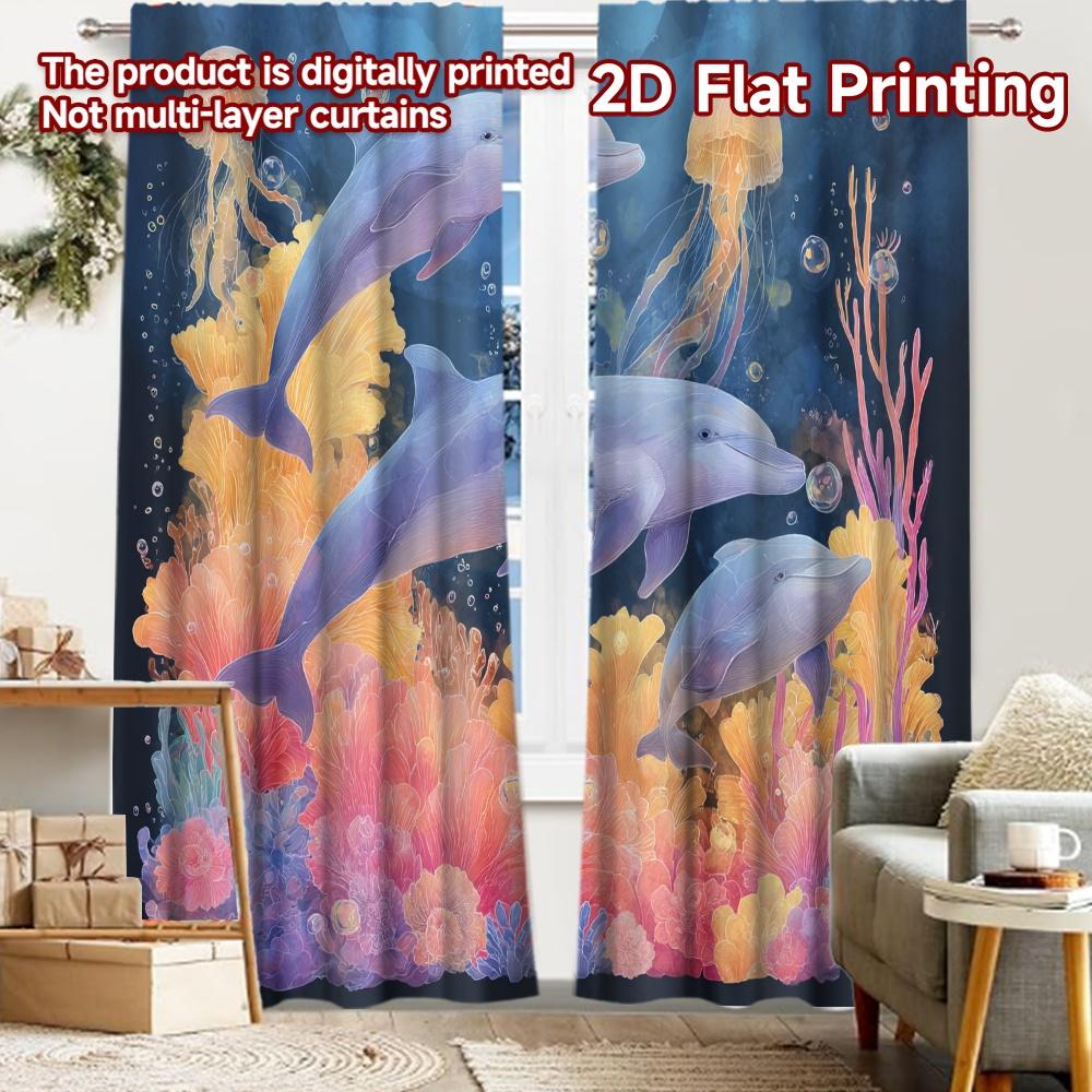 

2pcs, 2D FLAT PRINTING Curtains (Without Rod) Ocean Paradise(1) Christmas holiday curtains Versatile Durable Polyester Curtains 52.50 × 116.00 cm 2 pcs