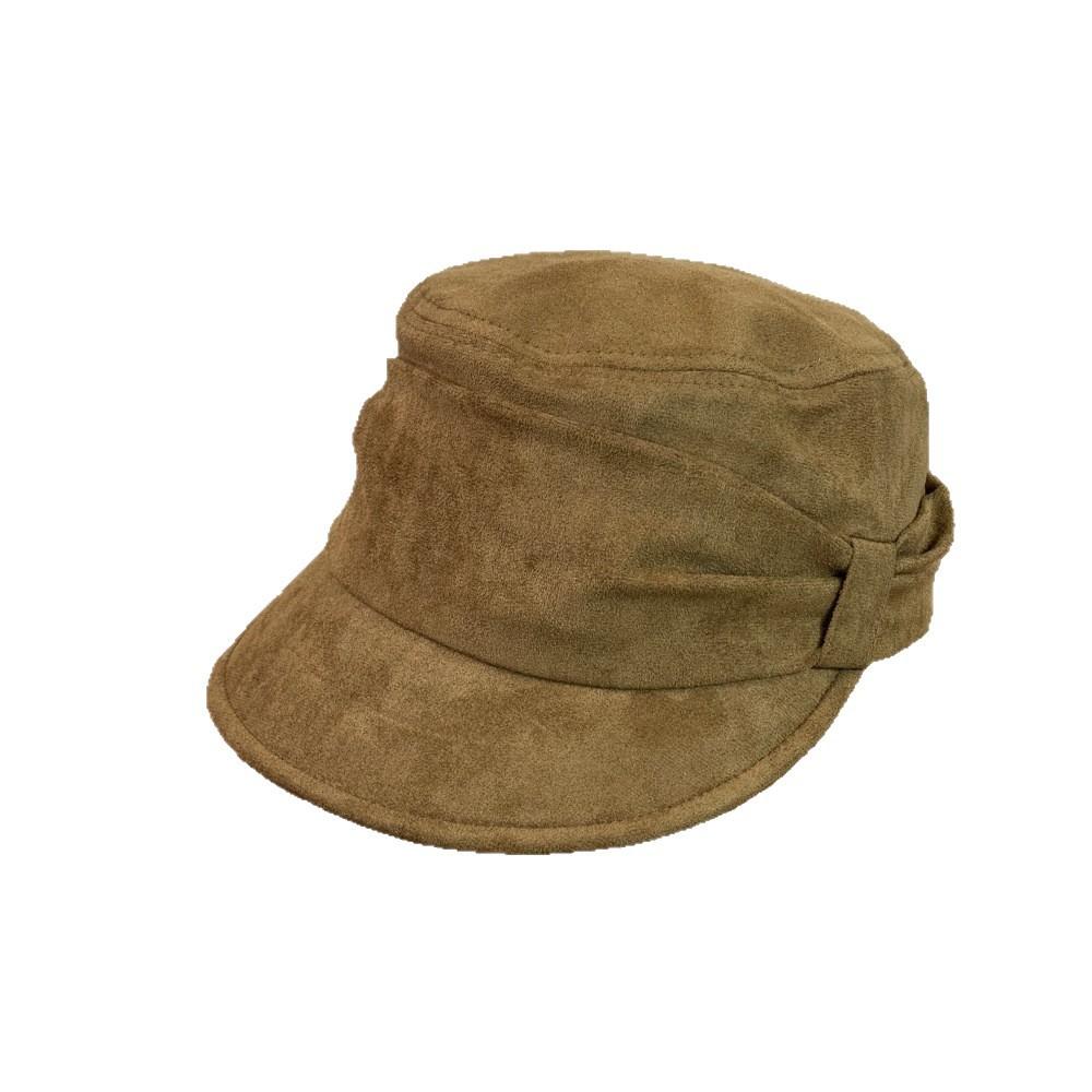 Fashion Hat autumn and winter retro pleated bow stacked newsboy hat suede women's big head circumference shows the face small wide brim thermal hat