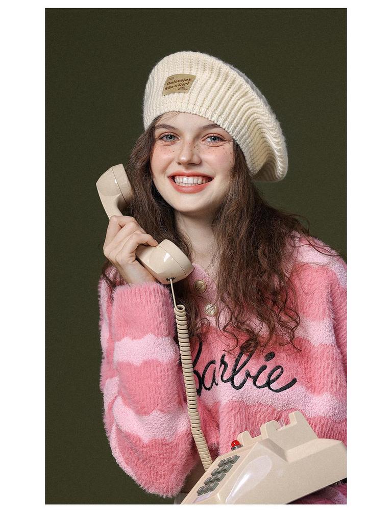 Damen Koreanischer Stil Vielseitige Strick-Baskenmütze - Winddicht, Ohrenschützend, Reine Baumwolle & Wolle