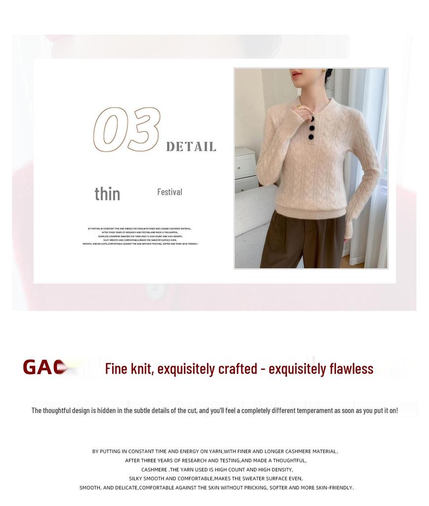 Women's Solid Color Cashmere Cable Knit Pullover Sweater - Round Neck, Thick, Warm Base Layer
