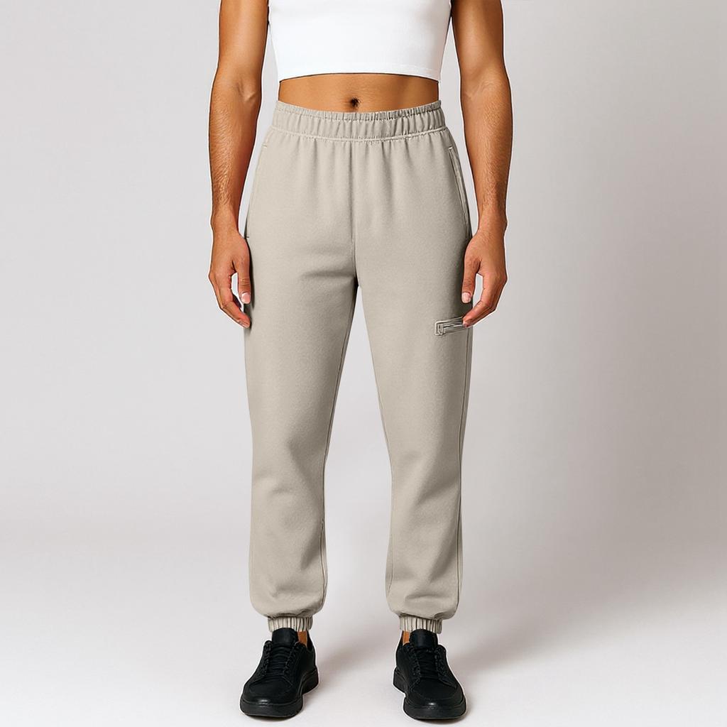 Women's And Men's Sports Pants With Pockets Fashionable Solid Color Elastic High Waisted  Casual Sweatpants Pants