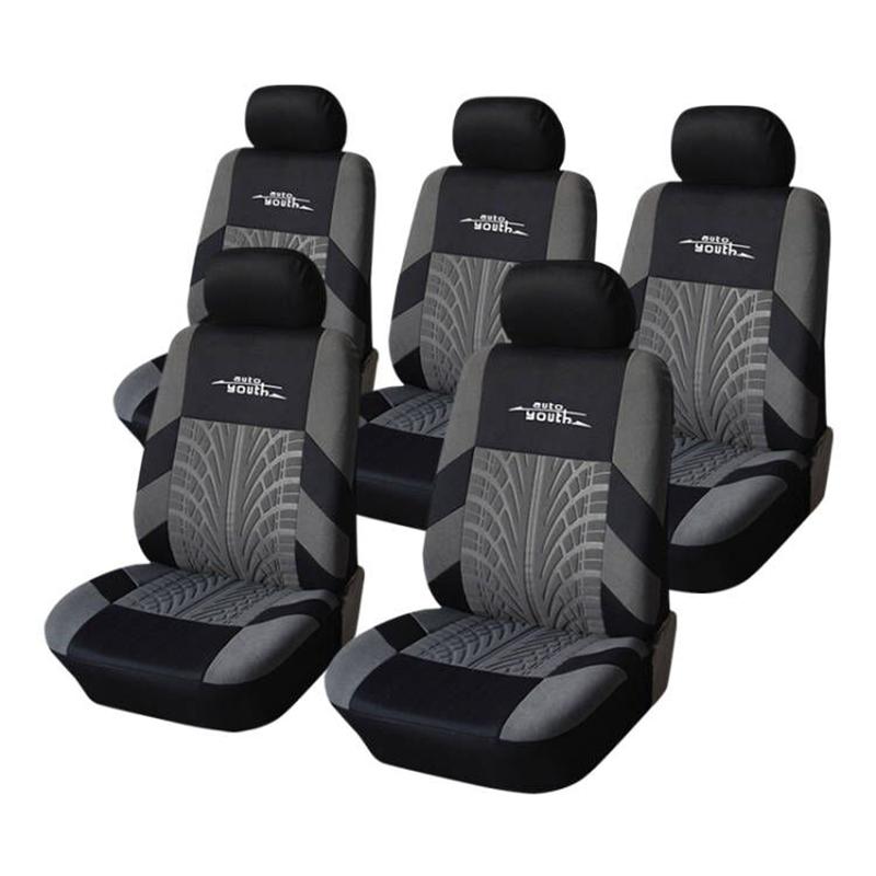 2/5pcs Car Seat Covers Set Universal Fit Most Cars Covers with Tire Track Embroidery Detail Styling Car Seat Protector