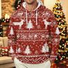 Men's Long Sleeve Christmas Print Pullover Hoodie for Holiday Party and Everyday Wear