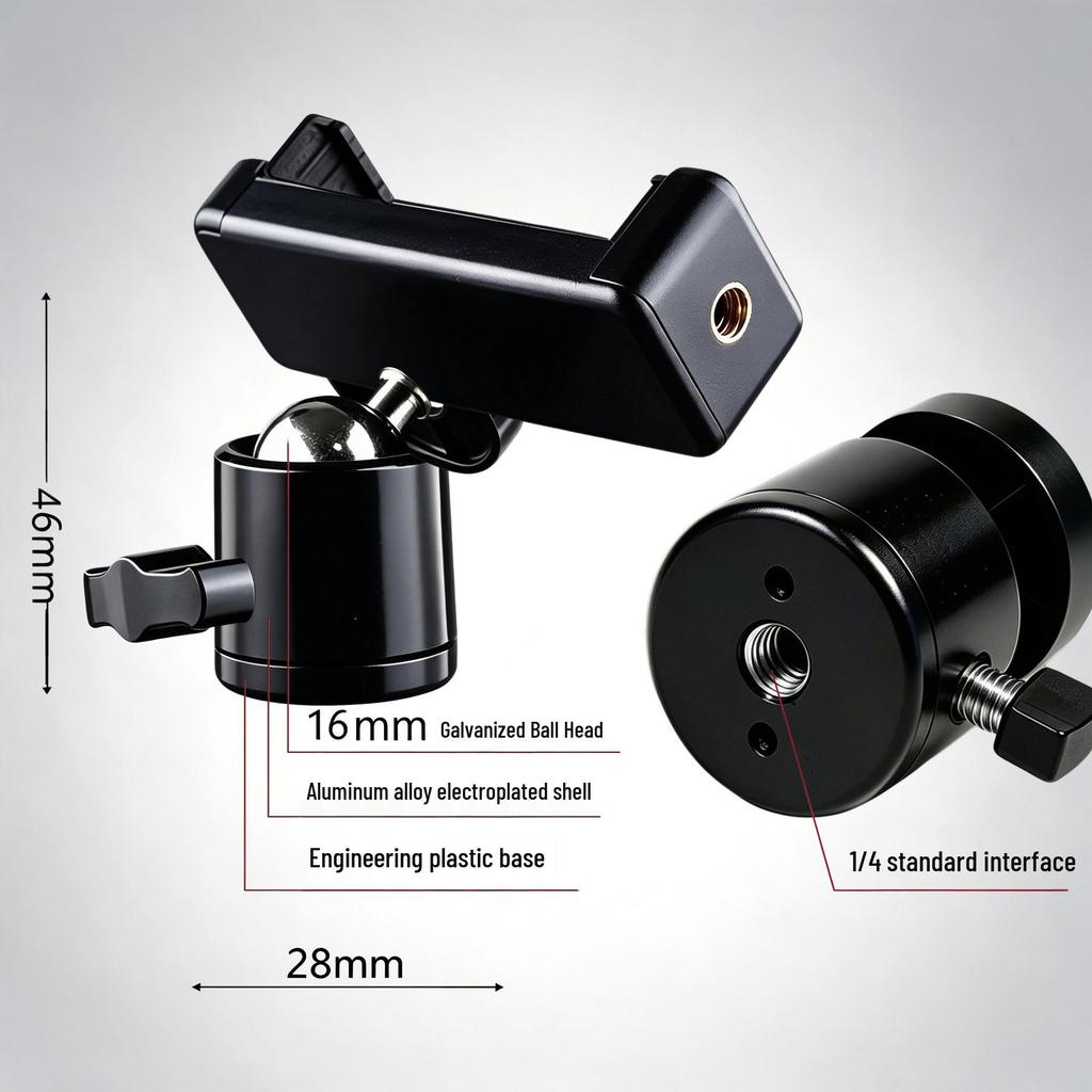360° Rotating Metal Ball Head for Photography Tripods with 1/4 Interface
