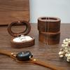 Wooden Ring Box with Small Wood Holder Case Rustic Double Ring 2 Slots Jewelry Gift Storage