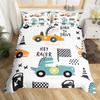 Dinosaur Duvet Cover Set Queen Twin Size,3Pcs Cartoon Dino Print Bedding Set for Kids Boys Room,Soft Microfiber Comforter Cover