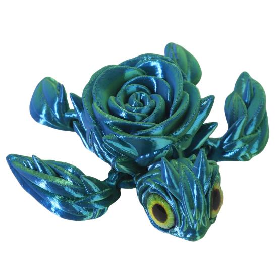 

Фигурка Розы Черепахи, напечатанная на 3D-принтере, с подвижными суставами, фигурка Морской Черепахи с цветком, шарнирная модель животного, игрушка, для дома, офиса, книжной полки