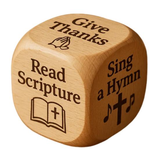 Christian Prayer Dice Handmade Wooden 6-Sided Decision Dice with Faith Engravings Religious Inspirational Dice