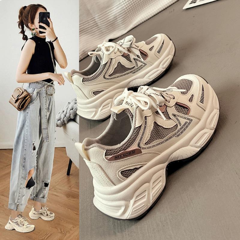 Dad Shoes Women's Spring New Trend Versatile Thick Sole Heightening Mesh Breathable Student Casual Sports Shoes KT-269