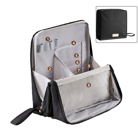 Oxford Cloth Standing Makeup Bag Multi-purpose Makeup Pouch with Compartments Waterproof Toiletry Bag Travel Cosmetic Organizer for Makeup Brushes