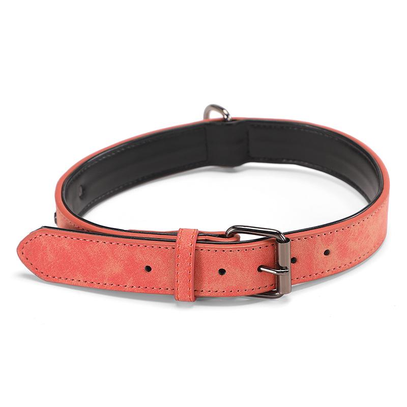 Engravable Microfiber Leather Dog Collar with Adjustable Anti-Lost Tag