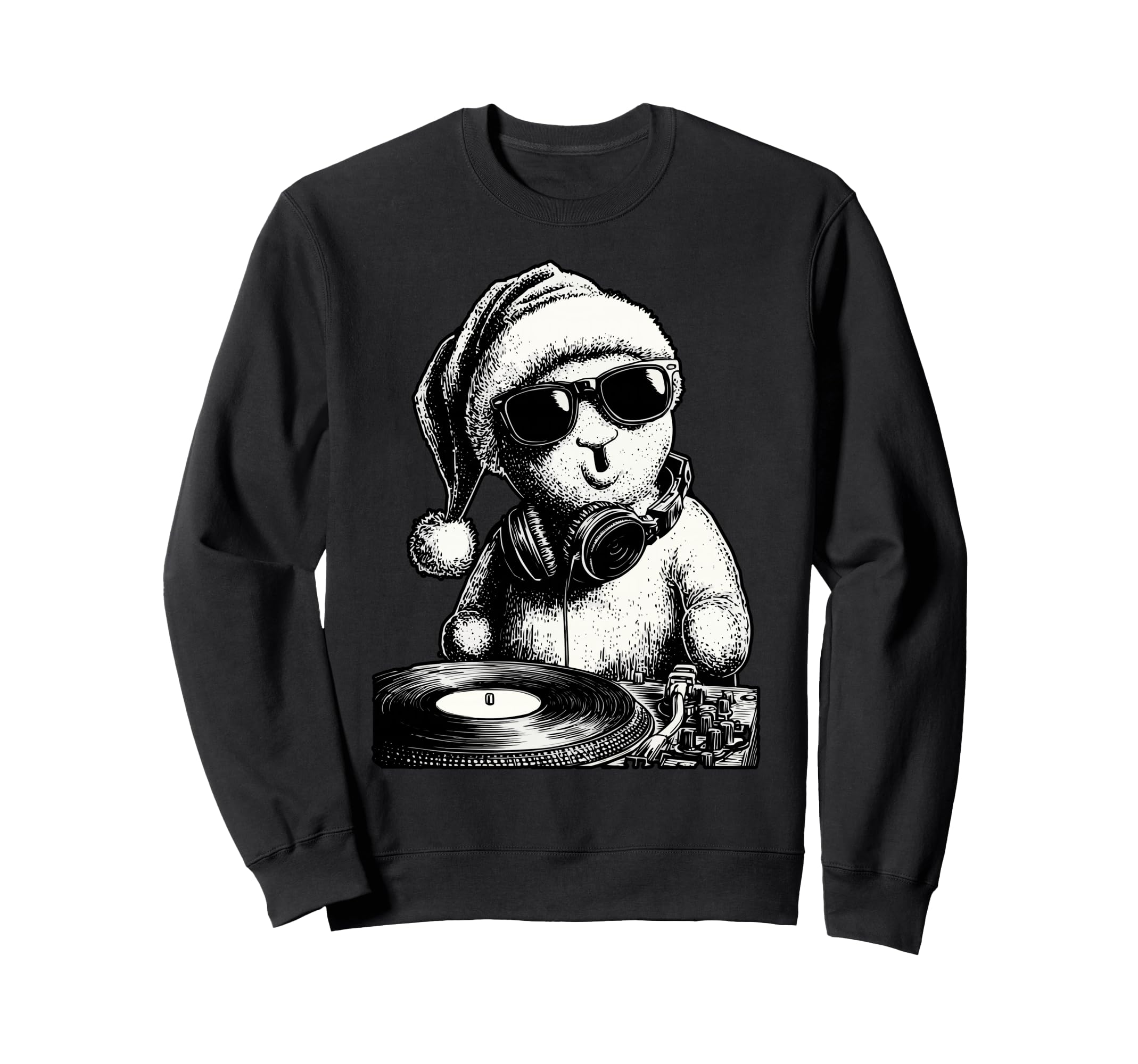

Gingerbread Cookie DJ Santa with Sunglasses Christmas Music Sweatshirt