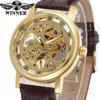 Reloj de Pulsera Mecánico de Cuerda Manual Fashion Winner para Hombre, Estilo Steampunk Esqueleto, Correa de Cuero Casual, Reloj de Pulsera de Gama Alta