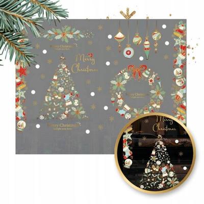 Ecarla Christmas Colorful Window Stickers 2 Sheets 90X30Cm Nkd22