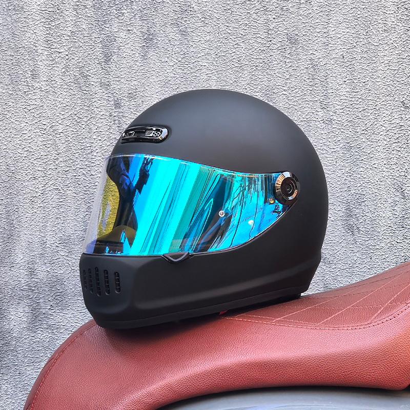 Motorcycle Retro Full Helmet Men's Winter Personality Cool Women's National Tide Race Cruise Retro Car Helmet Universal In All Seasons