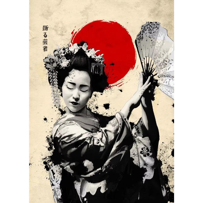 Japanisches Samurai Leinwandgemälde Wandkunst Charakter Poster und Drucke Heimdekorationsbild für Wohnzimmer Schlafzimmer Ästhetisch