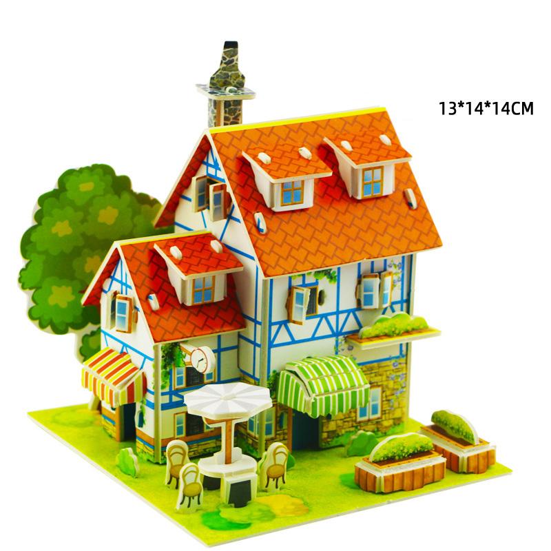 Villa House Castle Building Model 3D Cardboard Puzzle Jigsaw Toys Children's Interest Educational Toys Kids Gift