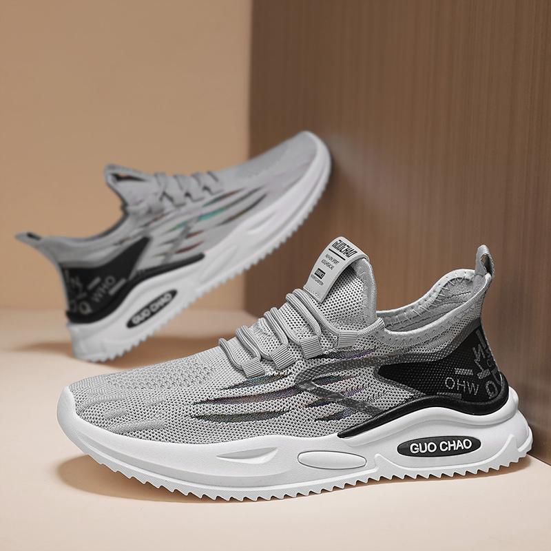 New Men Running Shoes Male Sneakers Anti-slip Breathable Men's Walking Shoes Lace Up Soft Casual Shoes Lightweight Gray