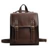 New Fashion Trend PU Leather Double Backpack Casual Retro Backpack Shaped Student Backpack Women's Backpack