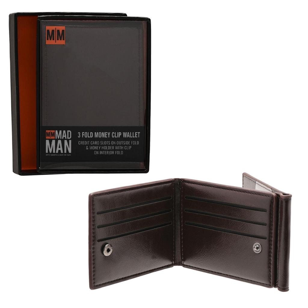 Mad Man Brown 3 Fold Money Clip Wallet
