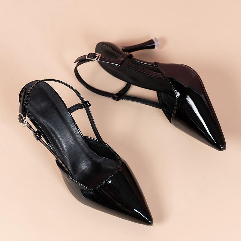 Fashion Women Design Pointy Toe High Heels Pumps Women Fashion Thin Heel Sexy Slingback Sandals Elegant Patent Leather Party Dress Shoes