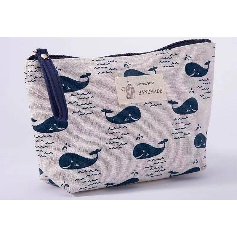 Large Capacity Canvas Wash Bag Fabric Zipper Coin Purse Convenient Travel Storage Bag