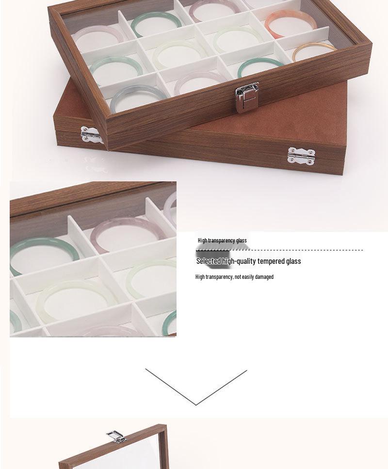 Schmuckschatulle aus Walnussholz mit weißem Leder und Deckel, staubdichte Aufbewahrung für Ohrringe, Ringe, Halsketten und Armbänder.