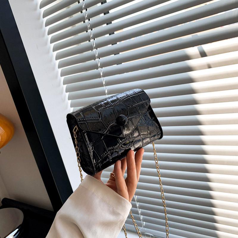 

Stylish Casual Commuter Chain Strap Small Square Bag For Women In Black Gold Silver White