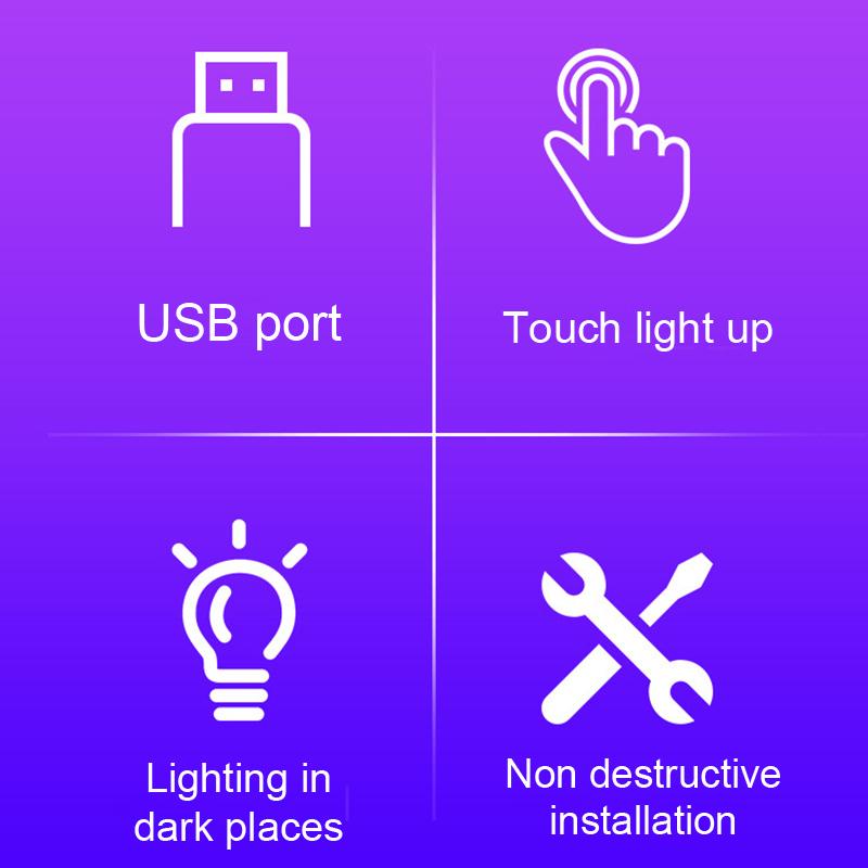 Mini Touching LED Atmosphere Light RGB Universal Car Interior Touch Control Lamp For Truck Vehicles USB Power Supply